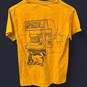 Devilish dandies yellow and black t shirt  Small graphic t